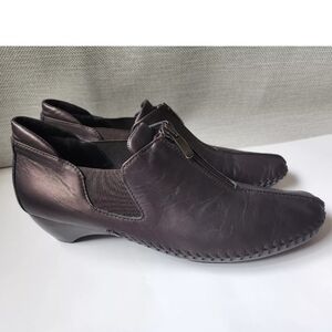 Donald J Pliner Petta 10 M Leather Bronze Loafer Heeled Moccasin